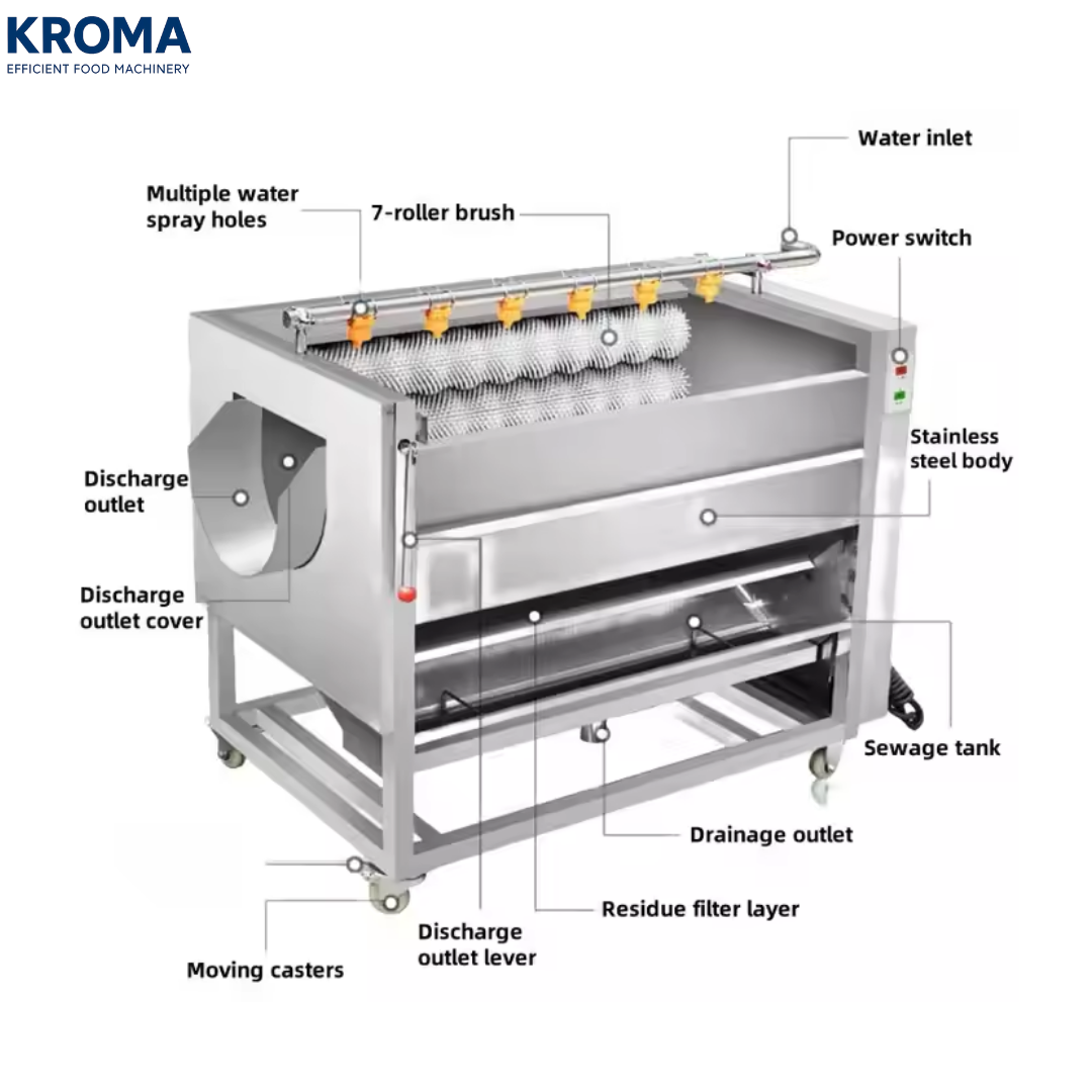 Automatic Brush Vegetable & Fruit Peeling and Washing Machine