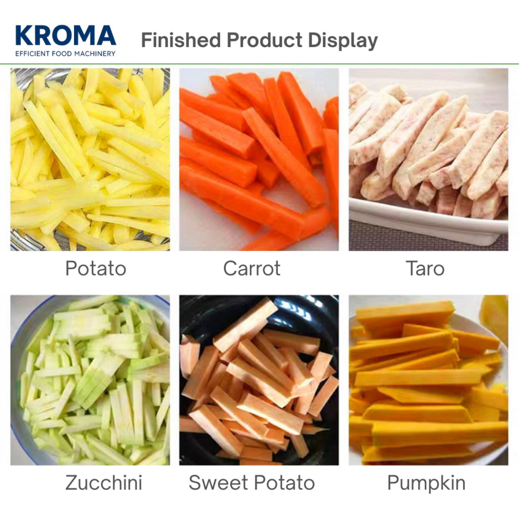 Automatic Vegetable & Fruit Strip Cutter – High-Speed Potato, Carrot, and Root Vegetable Slicing Machine