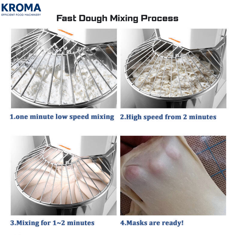 Commercial Spiral Dough Mixer Machine Stainless Steel Dough Kneader with Dual Speed & Timer for Bread, Pizza and Bakery Dough