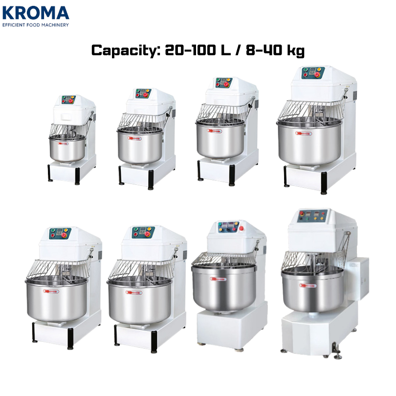 Commercial Spiral Dough Mixer Machine Stainless Steel Dough Kneader with Dual Speed & Timer for Bread, Pizza and Bakery Dough