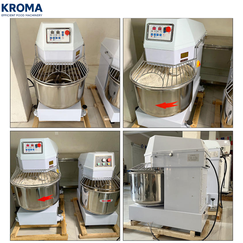 Commercial Spiral Dough Mixer Machine Stainless Steel Dough Kneader with Dual Speed & Timer for Bread, Pizza and Bakery Dough